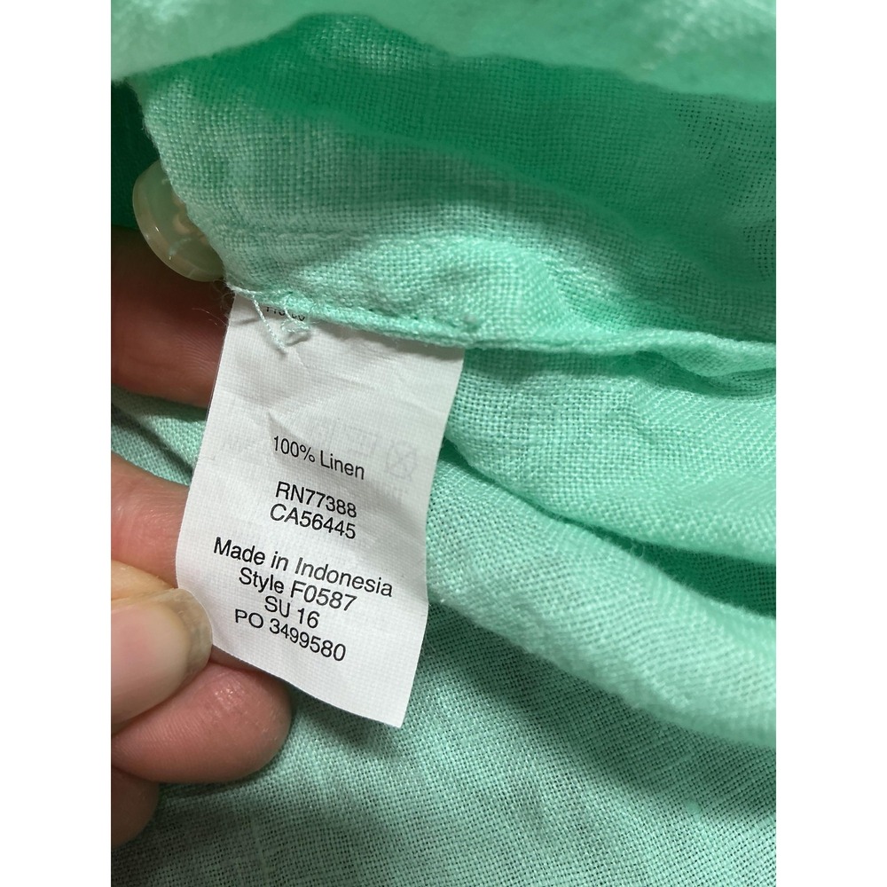 J.CREW Button-Up Womens XXS Green Linen Tunic Long Sleeve Pockets Breathable - Picture 3 of 7